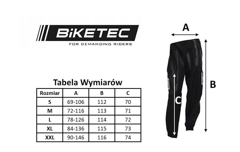 Spodnie przeciwdeszczowe na motor czarne roz 2XL