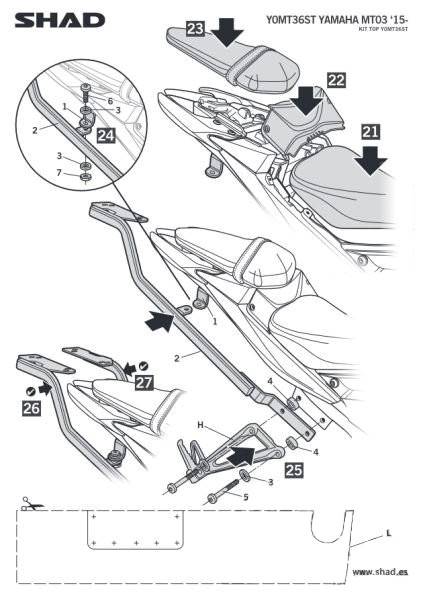Stelaż kufra centralnego SHAD do YAMAHA MT 03