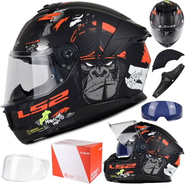 Kask LS2 FF808 Stream II Angry Monkey B.Red 3XL