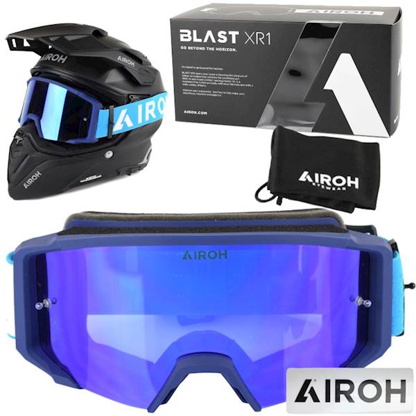 Gogle Airoh Blast Xr1 Blue Matt - Szyba Blue Mirro