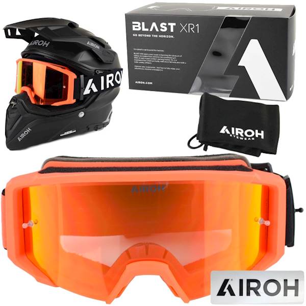 Gogle Airoh Blast Xr1 Orange Matt Szyba Red Mirror