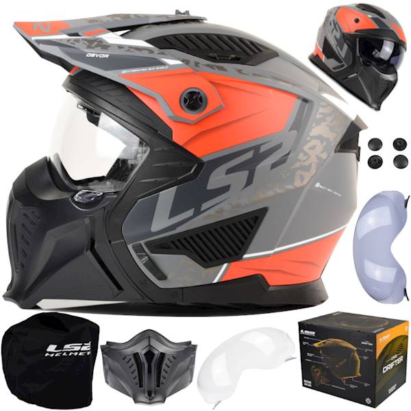 Kask LS2 OF606 Drifter Devor M.Sil Tit Red XXL