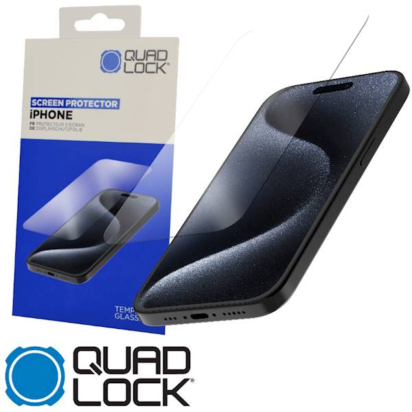 Quad Lock Szkło na wyświetlacz iPhone 15/15 Pro