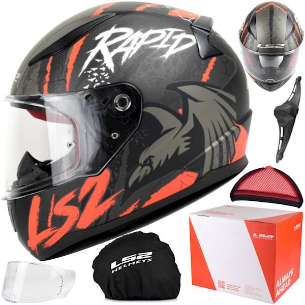 KASK LS2 FF353 RAPID RAVEN BLACK RED S
