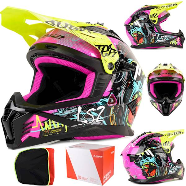 Kask LS2 MX708 Fast II Gorilla Purple H-V Yel M