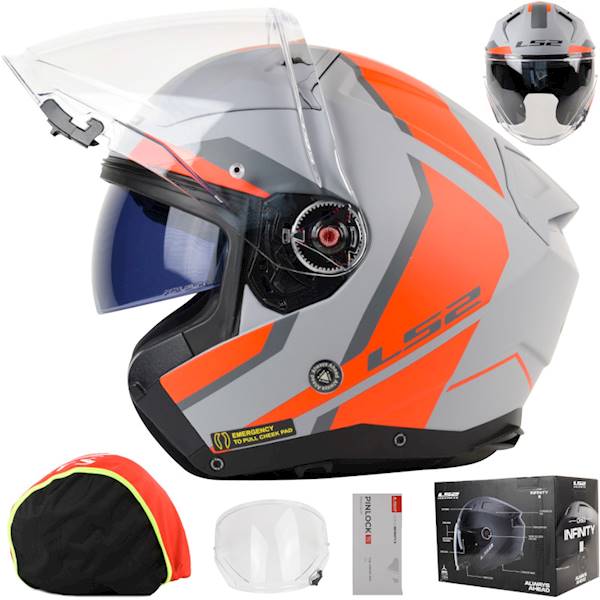 Kask LS2 OF603 Infinity II Focus M.Grey Red XXL