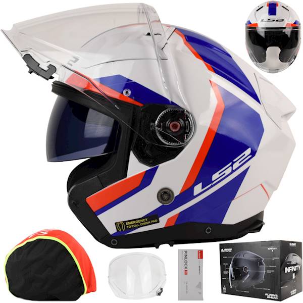 Kask LS2 OF603 Infinity II Focus Wh.Bl Red 3XL