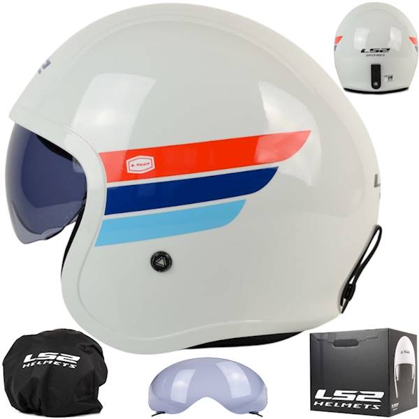 Kask LS2 OF599 Spitfire II Retro Wh.Bl. Red S