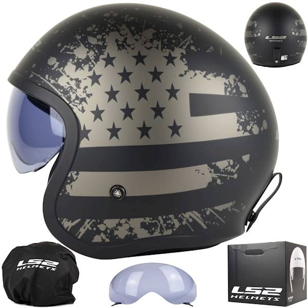 Kask LS2 OF599 Spitfire II Matt Black Flag M