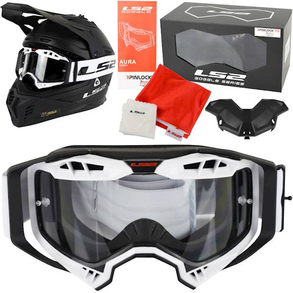 Gogle LS2 Aura Enduro Białe Pinlock Extra