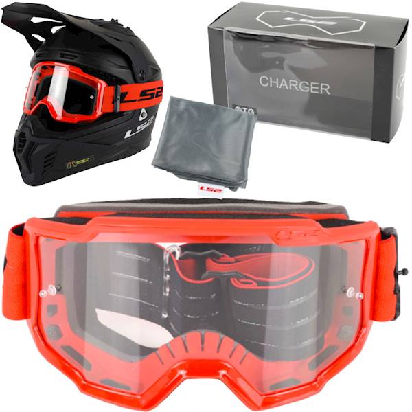 Gogle LS2 Charger Czerwone Clear Visor