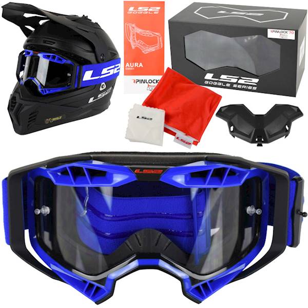 Gogle LS2 Aura Enduro Niebieskie Pinlock Extra