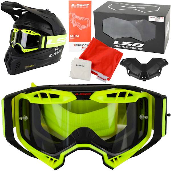 Gogle LS2 Aura Enduro Żółte Pinlock Extra