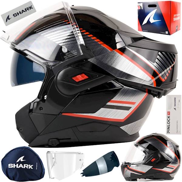 Kask Shark Oxo Sikter Czarny/Srebrny/Czerwony XS