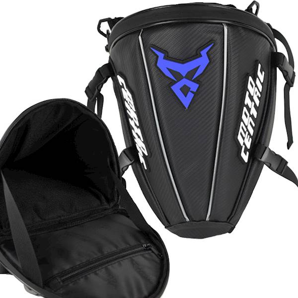 Torba motocyklowa Motocentric na tył niebiesk logo