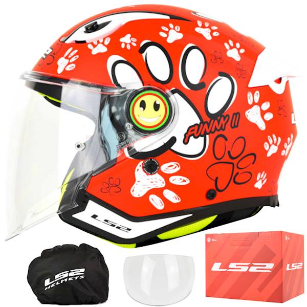 Kask LS2 OF622 Funny II Paws Matt Red S