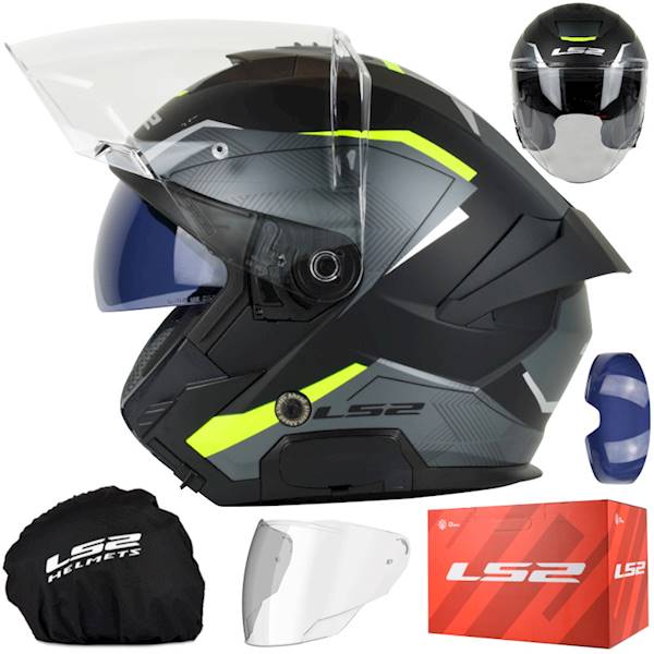 Kask LS2 OF618 Verso II Air Black H-Vis Yellow XS
