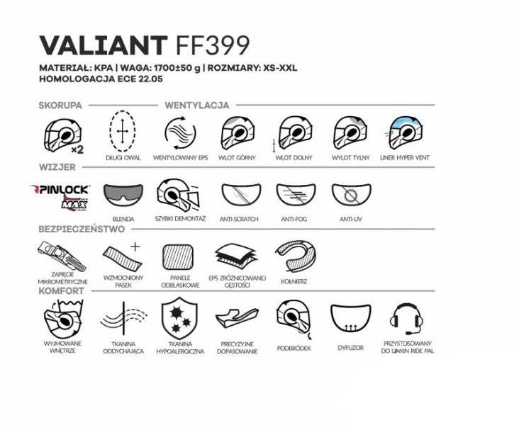 Kask LS2 FF399 Valiant Line M/Black H-V Yellow XXL