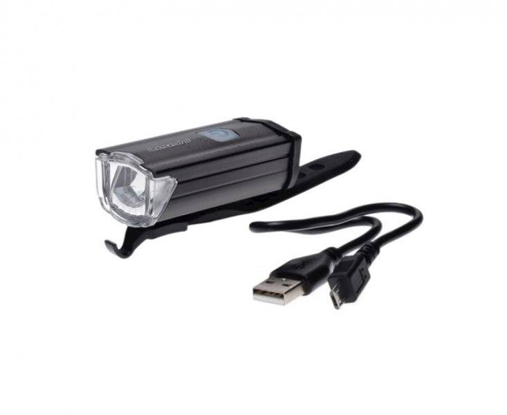 Lampka rowerowa przód alu 3 watt USB 200 lm