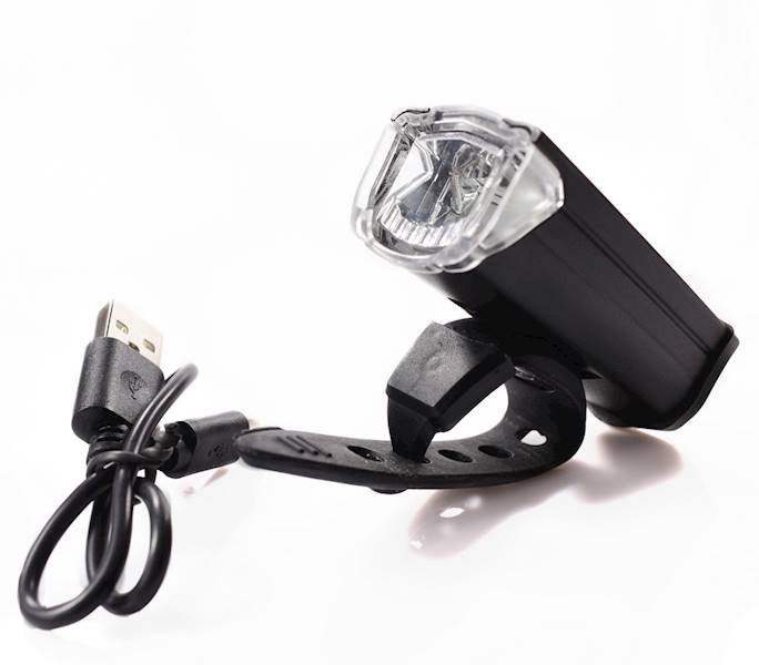 Lampka rowerowa przód alu 3 watt USB 200 lm