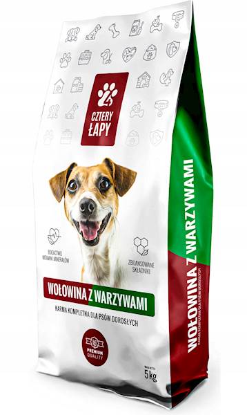 4 ŁAPY PREMIUM - WOŁOWINA Z WARZYWAMI a 5kg