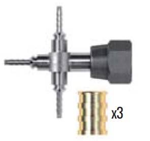Czwórnik wąż x wąż x nakrętka SAE 1/4" x wąż + usz