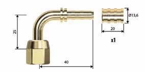 Przyłącze kątowe 1/4" x DN6 z nakrętką + uszczelka