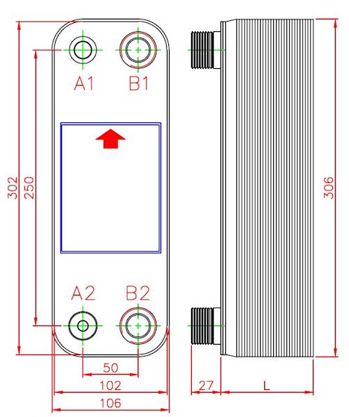 Wymiennik płytowy KAORI typ R051-50C-S35G8