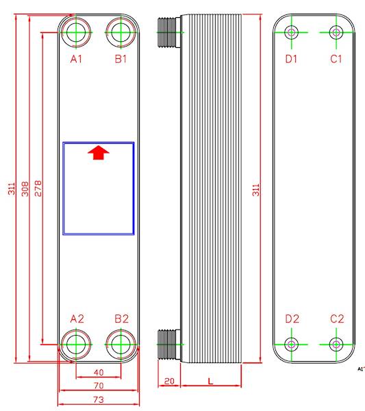 Wymiennik płytowy KAORI typ E040-60M-GB6