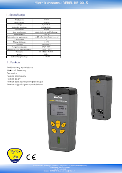 Miernik dystansu REBEL typ RB-0015