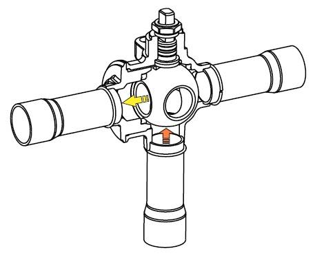 Trójdrogowy zawór kulowy DBM3-022,  22 mm
