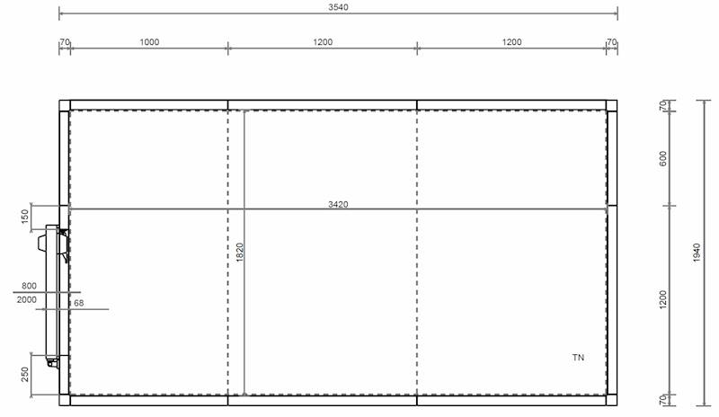 Komora MTH  60 mm 340x180x280 cm -1x drzwi 80x200 