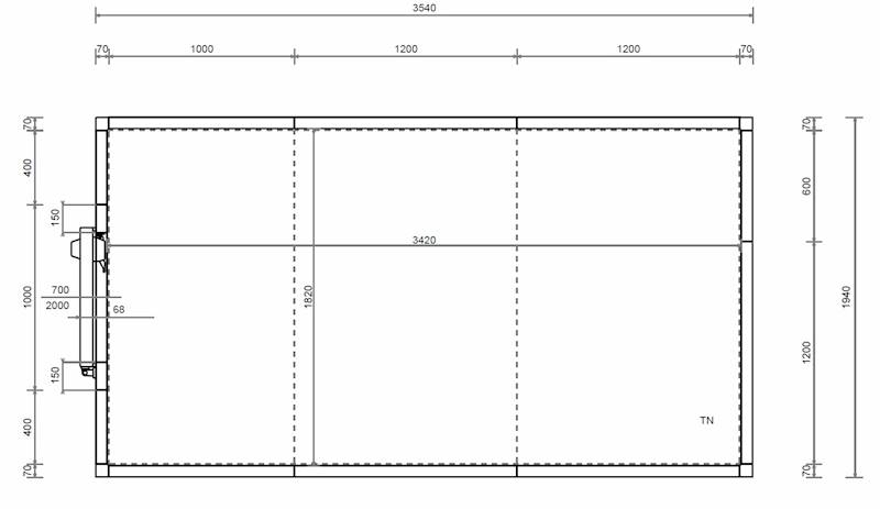 Komora MTH  60 mm 340x180x280 cm -1x drzwi 70x200 