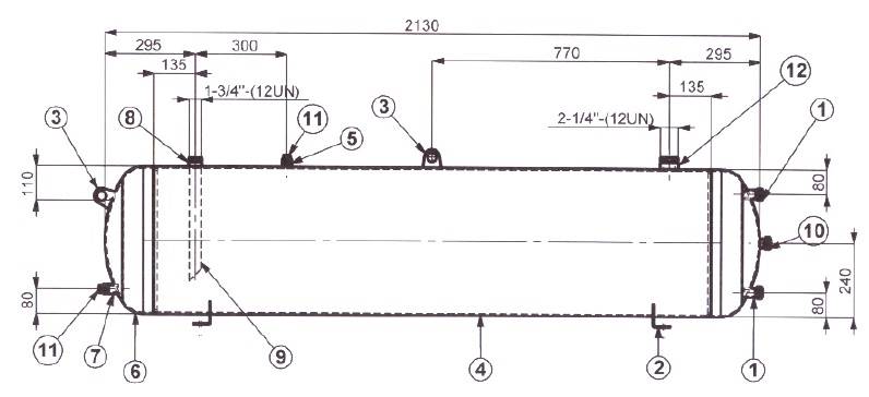 Poziomy zbiornik ciekłego czynnika DLR-H350
