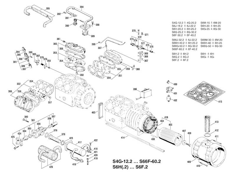 Zestaw uszczelek sprężarki S6G-25.2