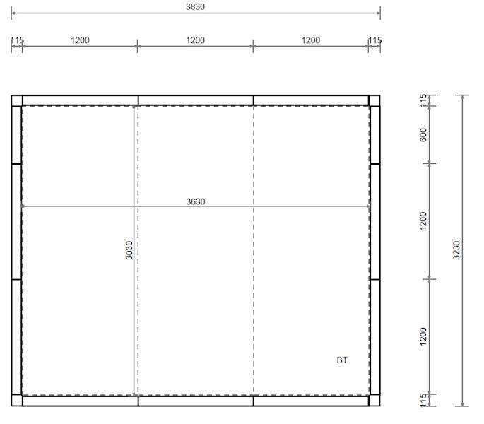 Komora MTH 100 mm 360x300x220 cm -0x drzwi 