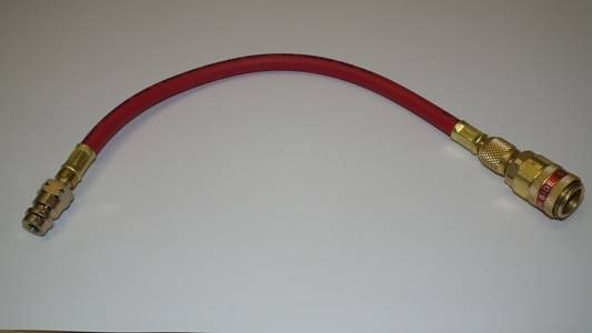 Wąż 1/4"M SAE x 1/4"F SAE + QCH czerwony 350