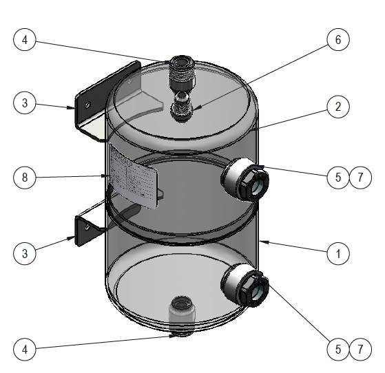 Zbiornik oleju OCS typ RO1RR154X270,  4,5 l , 32 b