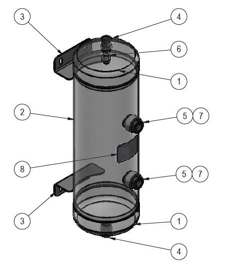 Zbiornik oleju OCS typ RO1RR152X500,  8,0 l , 32 b