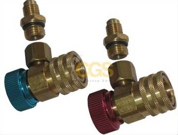 Szybkozłącza 2 x QC 90° R134a x M14 mm + 1/4"M SAE
