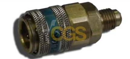 Szybkozłącze QCL 180° R134a x 1/4"M SAE b.zaworu