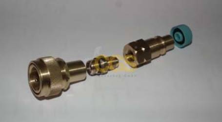 Szybkozłącze QCLYF 180° R1234yf-F x R134a-M długie