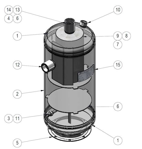 Odolejacz OCS typ RTX-16-45-35, 35 mm, 16 l, 45 b