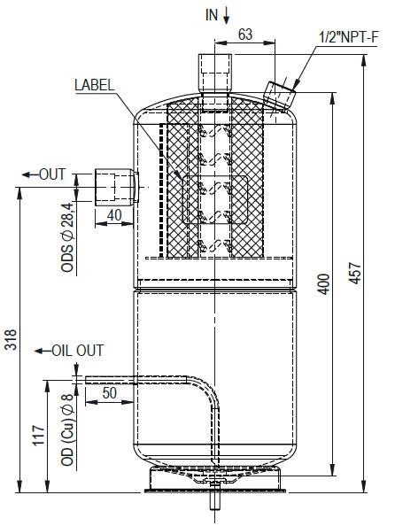 Odolejacz OCS typ RTX-08-45-28, 28 mm, 8 l, 45 b