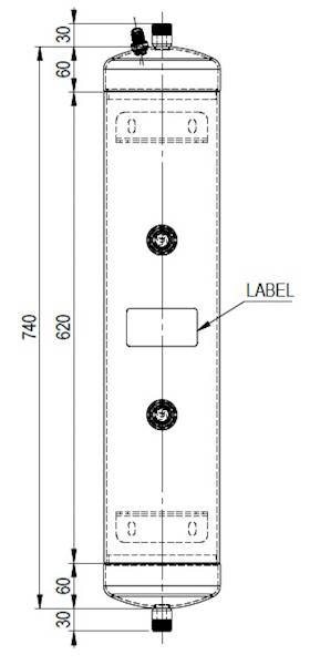 Zbiornik oleju OCS typ RO1RR152X740, 12,0 l , 32 b