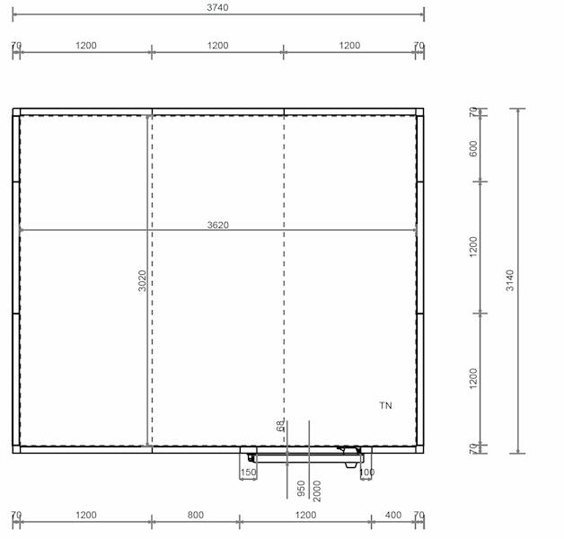 Komora MTH  60 mm 360x300x220 cm -1x drzwi 95x200 
