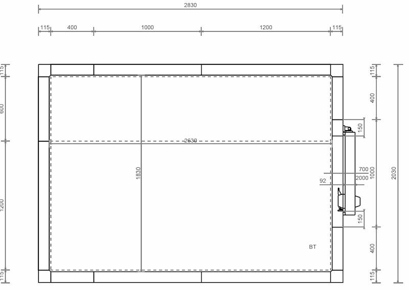 Komora MTH 100 mm 260x180x220 cm -1x drzwi 70x200