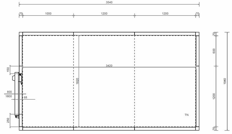 Komora MTH  60 mm 340x180x280 cm -1x drzwi 80x180 