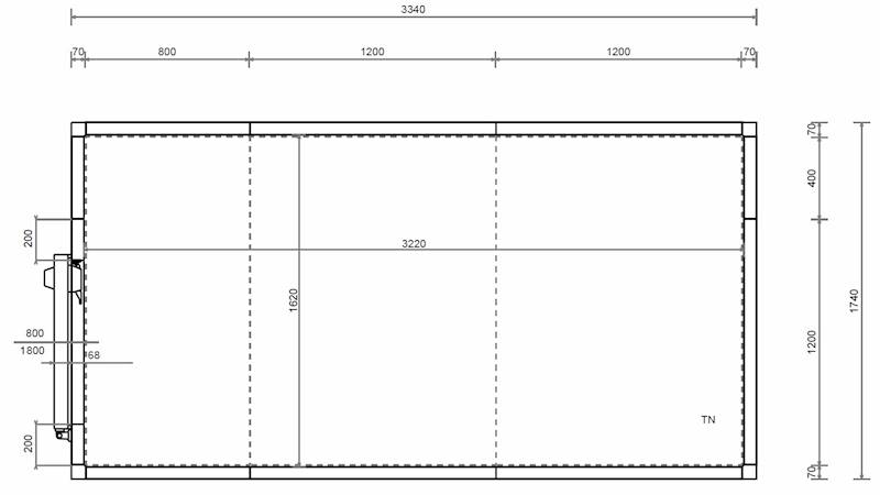 Komora MTH  60 mm 320x160x260 cm -1x drzwi 80x180 