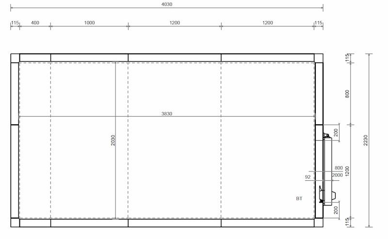 Komora MTH 100 mm 380x200x240 cm -1x drzwi 80x200